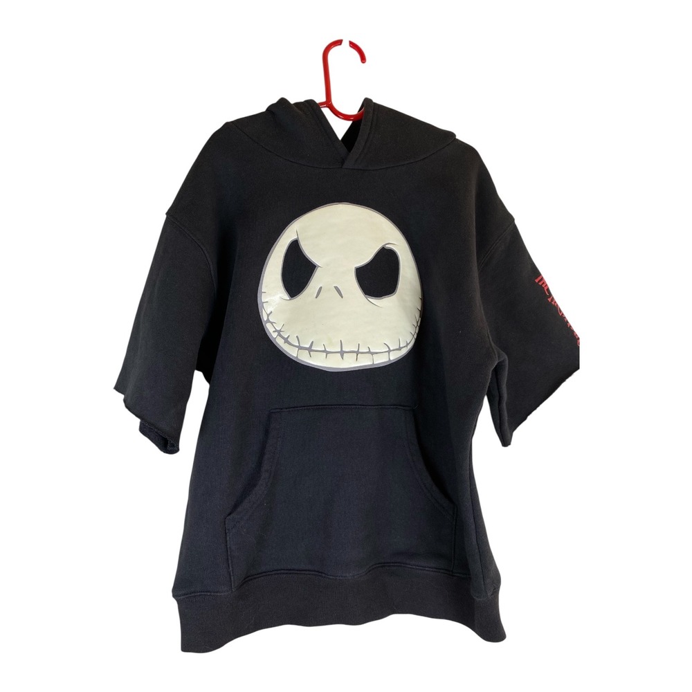 Rare Vtg Nightmare Before Christmas Hoodie Jack Puffy Face Short Sleeve Black M